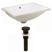 AMERICAN IMAGINATIONS 20.75" W CSA Rectangle Undermount Sink Set In White, Oil Rubbed Bronze Hardware W/ Overflow Drain AI-24907